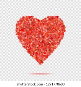 Valentines red heart shape with many dots. Vector illustration love symbol