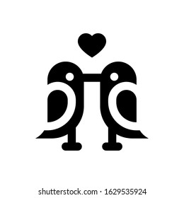 valentines related love and romance birds kiss with heart vector with solid design