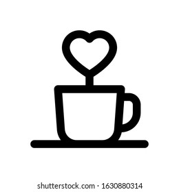 valentines related love and romance coffee cup with heart vector in lineal style