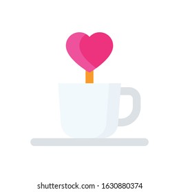valentines related love and romance coffee cup with heart vector in flat design