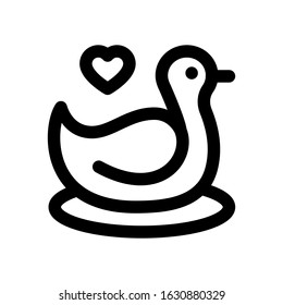 valentines related love and romance duck in water with heart vector in lineal style