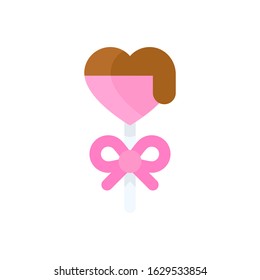 valentines related love and romance heart shape lollipop vector in flat design