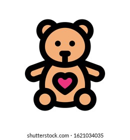 valentines related love and romance teddy bear with heart vector with editable stroke