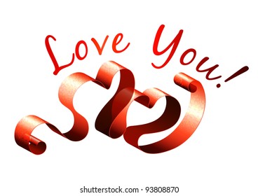 valentine`s ribbon with hearts