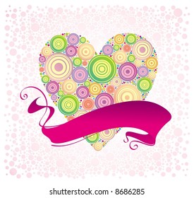 San Valentín y cinta, ilustración vectorial