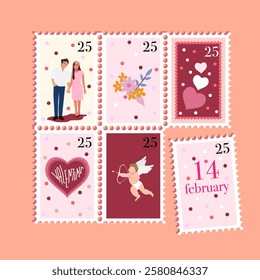 valentines romance snail mail stamp style