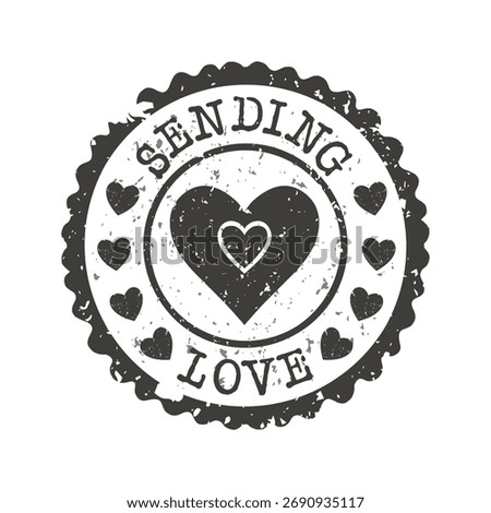Valentine's Romantic Vintage Postmark featuring a grunge Heart stamp and elegant lettering that evokes the charm of handwritten Love letters. Perfect for mail art, scrapbooks, cards