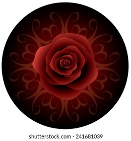 Valentines rose on circle shape background vector EPS10 graphic illustrate