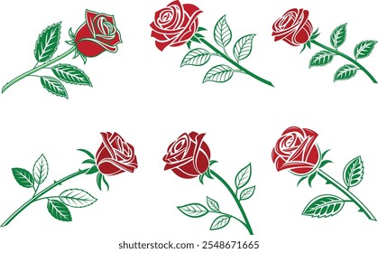 ilustração do vetor do conjunto de rosa de valentines