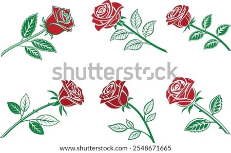 valentines rose set vector illustration