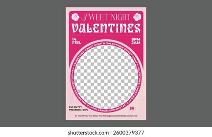 Valentines Sale Flyer. Valentine's day banner template with Heart Shaped Gift Box,golden text Love and golden love 3D Icons