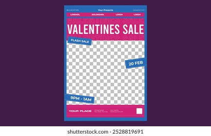 Valentines Sale Flyer. Sales promotion on Valentine's Day.Vector illustration for greeting card, mobile apps, banner design and web ads.