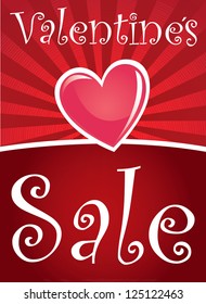 valentines sale with a heart over red background