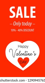 Valentines Sale Limited Time Only Red Promotional Banner with Paper. Vector graphics.
