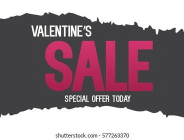 Valentine's sale poster on stylized background. Vector illustration