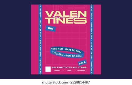 Valentines Sale Socials Media. Sales promotion on Valentine's Day.Vector illustration for greeting card, mobile apps, banner design and web ads.