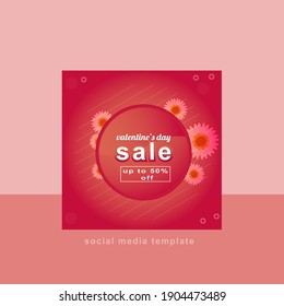 Valentines sale vector banner template, valentines day discount 50% off. 