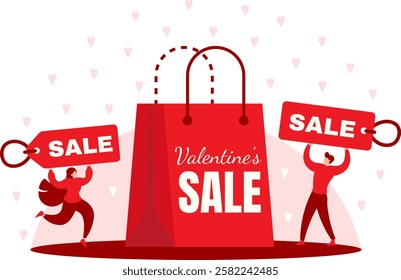 Valentine's Sale Vector Creative Scene Illustration