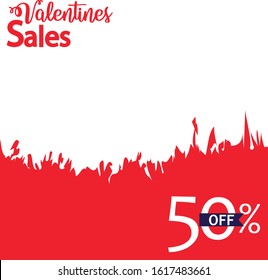 Valentines Sales with flame vector background. template for eroctic products or female underwear