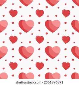 valentines seamless pattern. big and small red hearts. romantic and love background. valentine's day design