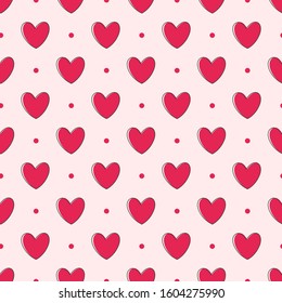 Valentines seamless pattern with cute colorful hearts.February vector holiday background.Textile texture