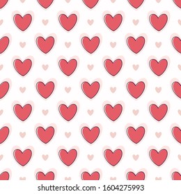 Valentines seamless pattern with cute colorful hearts.February vector holiday background.Textile texture