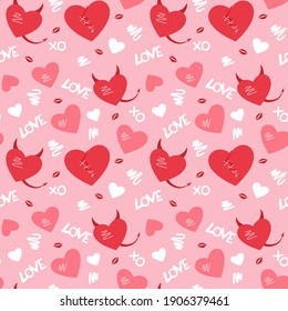 Valentine's seamless pattern. Valentines Day seamless background Romantic background, texture. Hand drawn vector pattern illustration, isolated objects.