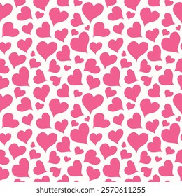 valentines seamless pattern. drawing pink hearts. romantic and love background. valentine's day design