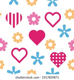 San Valentín combina sin fisuras con corazones y flores. Antecedentes del día de San Valentín. EPS10 vectores