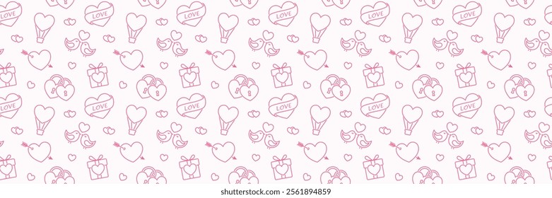 valentines seamless pattern. pink love symbols. romantic and love texture. valentine's day design