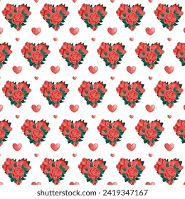 Valentines seamless pattern with red roses.