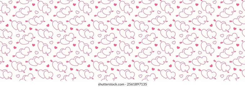 valentines seamless pattern. two hearts and an arrow. romantic and love texture. valentine's day design