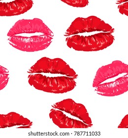 Valentines seamless pattern vector illustration, Lips 