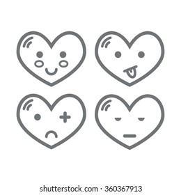 Valentine's set of heart smiles