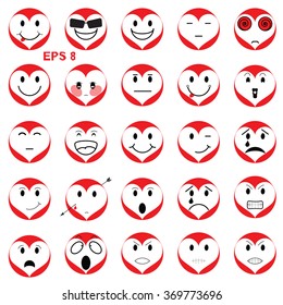 Valentine's set of heart smiles