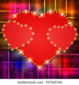  Valentines shining background with hearts. Vector illustration