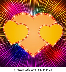  Valentines shining background with hearts. Vector illustration