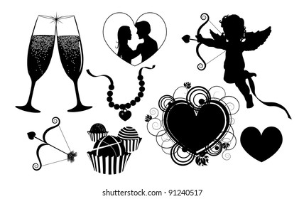 Valentine's Silhouettes EPS 8 vector, grouped for easy editing.