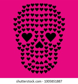 valentines skull with heart, grunge vintage design t shirts