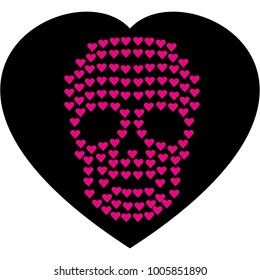 valentines skull with heart, grunge vintage design t shirts