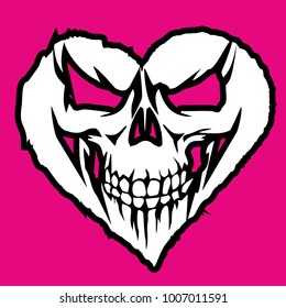 valentines skull with heart, grunge vintage design t shirts