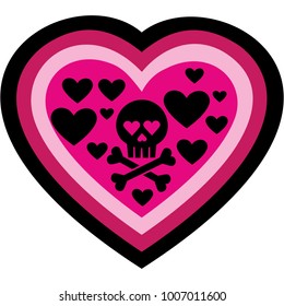 valentines skull with heart, grunge vintage design t shirts