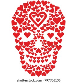 valentines skull with heart, grunge vintage design t shirts