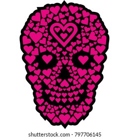 valentines skull with heart, grunge vintage design t shirts