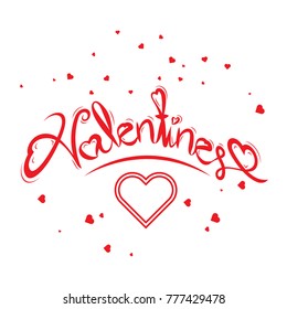 VALENTINES, Slogan doodle text, Handwriting lettering on white background