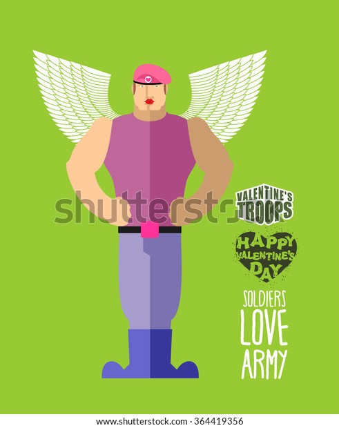 Valentines Soldiers Cupid Uniform Army Love Stock Vector Royalty Free 364419356