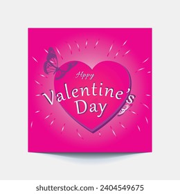 Plantilla de diseño de banner cuadrado de San Valentín. Fondo rojo con marco de línea de amor. Se puede usar para publicaciones en medios sociales, tarjetas de felicitación, banner y anuncios web.