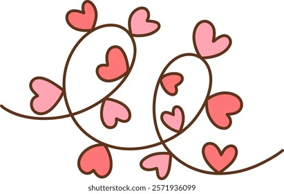 Valentine's string lights in heart doodle design
