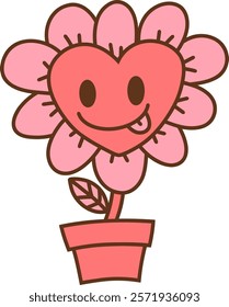 Valentine's sunflower with heart doodle, pink theme

