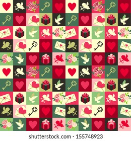 Valentines symbols abstract seamless background